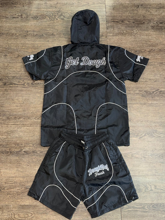DBF WindBreaker Hoodie Short Set Black