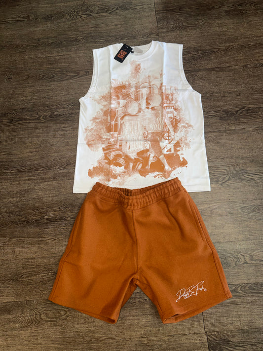 DBF Summer Sleeveless Sets Golden Orange